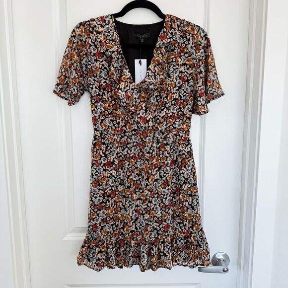 DYNAMITE | Mini Wrap Dress with Frills - Picture 4 of 16